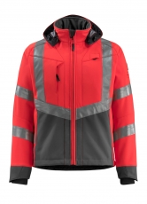 MASCOT-Warnschutz, Warn-Soft Shell Jacke, Blackpool,  360 g/m², rot/dunkelanthrazit