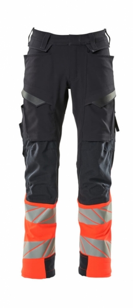 MASCOT-Warnschutz, Warnschutz-Bundhose, ULTIMATE STRETCH, schwarzblau/warnrot