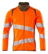 MASCOT-Warnschutz, Warn-Sweatshirt mit Reißverschluss, ACCELERATE SAFE, warnorange/moosgrün