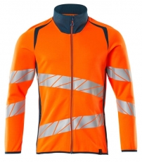 MASCOT-Warnschutz, Warn-Sweatshirt mit Reißverschluss, ACCELERATE SAFE, warnorange/dunkelpetroleum