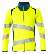 MASCOT-Warnschutz, Warn-Sweatshirt mit Reißverschluss, ACCELERATE SAFE, warngelb/dunkelpetroleum