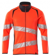 MASCOT-Warnschutz, Warn-Sweatshirt mit Reißverschluss, ACCELERATE SAFE, warnrot/schwarzblau