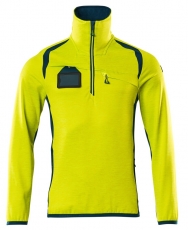 MASCOT-Warnschutz, Warn-Fleecepullover, ACCELERATE SAFE, high vis gelb/dunkelpetroleum