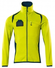 MASCOT-Warnschutz, Warn-Fleecepullover, ACCELERATE SAFE, high vis gelb/dunkelpetroleum