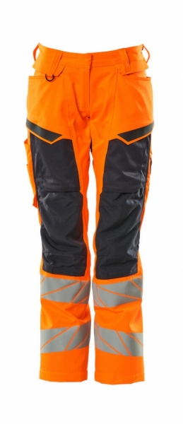 MASCOT-Warnschutz, Damen-Warnschutz-Bundhose mit Knietaschen, DIAMOND, warnorange/schwarzblau