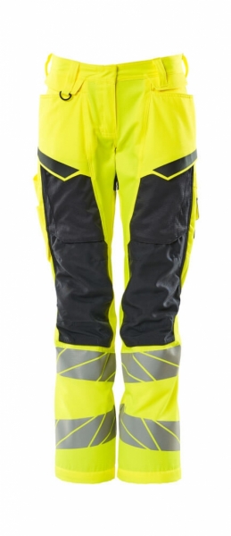 MASCOT-Warnschutz, Damen-Warnschutz-Bundhose mit Knietaschen, DIAMOND, warngelb/schwarzblau