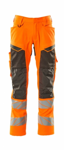 MASCOT-Warnschutz, Warnschutz-Bundhose mit Knietaschen, Accel. Safe, warnorange/dunkelanthrazit