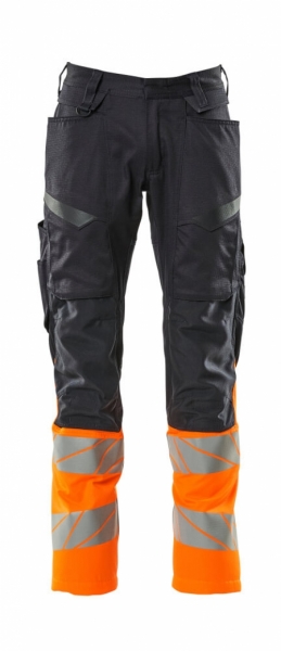 MASCOT-Warnschutz, Warnschutz-Bundhose mit Knietaschen, ACCEL SAFE, schwarzblau/warnorange