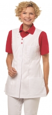 LEIBER-Jobwear, Hosenkasack, Arbeits-Berufs-Kasack, ohne Arm, 190 g/m², weiß/rot