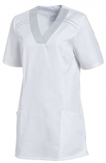 LEIBER-Jobwear, Damen-Schlupf-Kasack, kurzarm, weiß/silbergrau