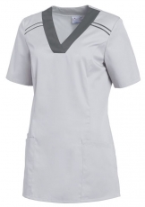 LEIBER-Jobwear, Damen-Schlupf-Kasack, kurzarm, silbergrau/anthrazit