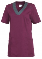 LEIBER-Jobwear, Damen-Schlupf-Kasack, kurzarm, beere/anthrazit