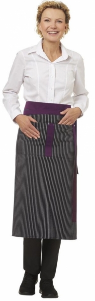 LEIBER-Jobwear, Vorbinder, Arbeits-Berufs-Schürze, ca. 200g/m², schwarz/weiß/pflaume