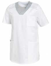 LEIBER-Jobwear, Schlupfkasack, kurzarm, unisex, weiss/silbergrau