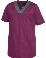 LEIBER-Jobwear, Schlupfkasack, kurzarm, unisex, beere/anthrazit