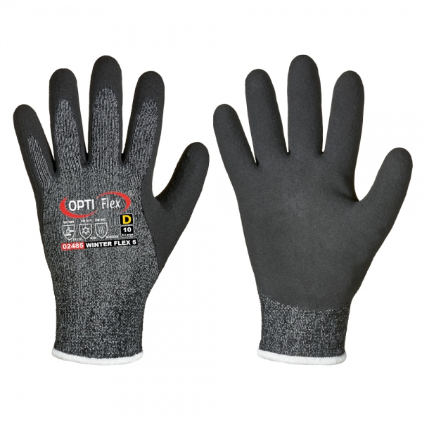 F-OPTIFLEX-Handschutz, Latex-Schnittschutz, Arbeitshandschuhe, *WINTER FLEX 5*, schwarz