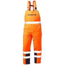 F-NORWAY-Workwear, Warnschutz-Latzhose, *THEO*, 250g/m², fluoreszierend orange/marine abgesetzt