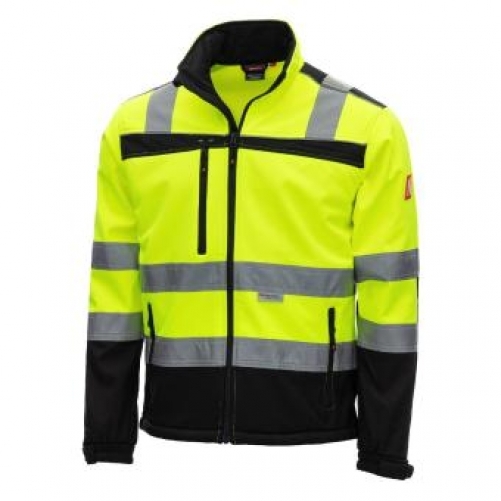NITRAS motion tex viz, Warnschutz-Softshelljacke, neongelb / schwarz