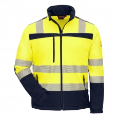 NITRAS-Warnschutz-Softshelljacke MOTION TEX VIZ, 310 g/m², Farbe: neongelb/marineblau