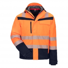 NITRAS-Winter-Warnschutz-Softshelljacke NITRAS motion tex viz, 340 g/m², Farbe: neonorange/marineblau