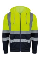 KORNTEX-Warnschutz, Hi-Vis Zipper Hoodie, Galway, Farbe: signal-gelb/marineblau