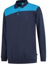TRICORP-Jobwear, Sweatshirt Polokragen Bicolor, Basic Fit, 280 g/m², ink-turquoise