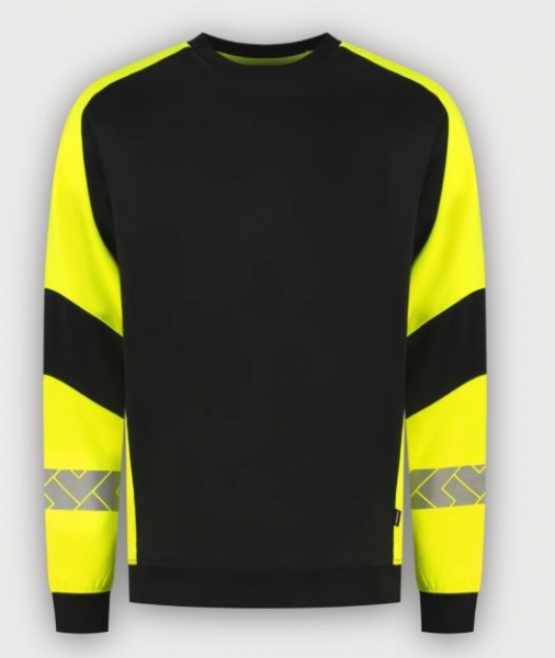 Tricorp Warnschutz Sweatshirt Reflective Redefined, Black-Fluor Yellow