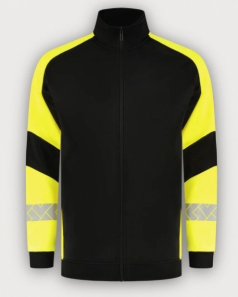 Tricorp Warnschutz Sweatjacke Reflective Redefined, Black-Fluor Yellow