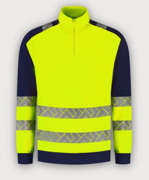 Tricorp 1/4 Zip Sweatshirt High Vis Redefined Industriell Waschbar, Fluor Yellow-Ink