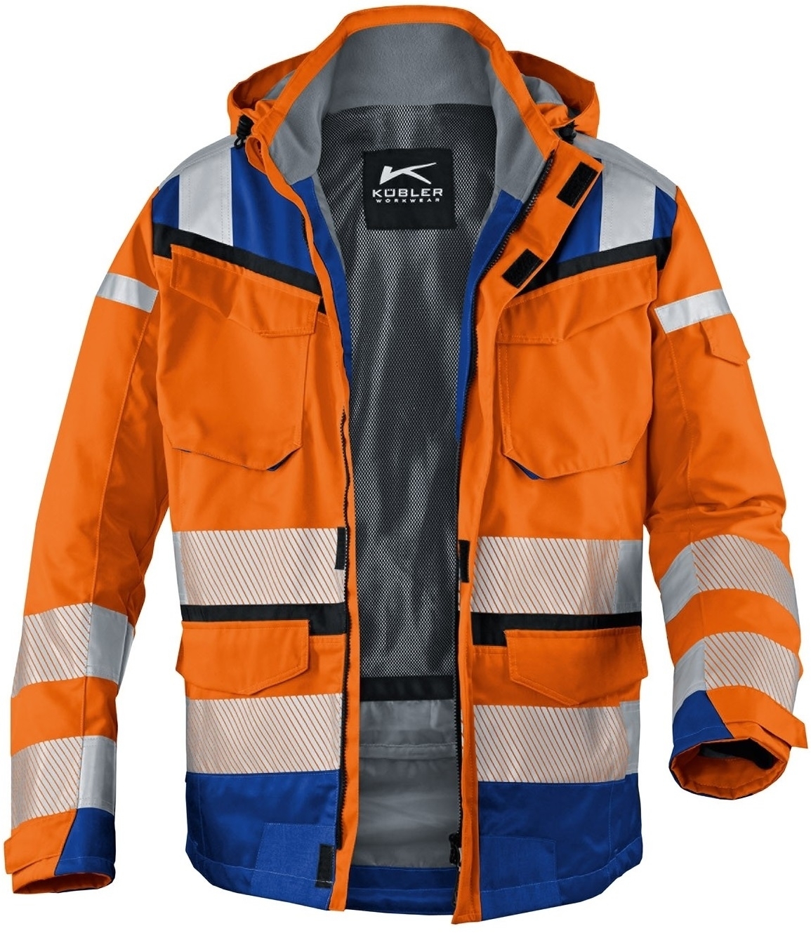 KÜBLER-Warnschutz, Wetter-Warn-Jacke, REFLECTIQ, warnorange / kornblau