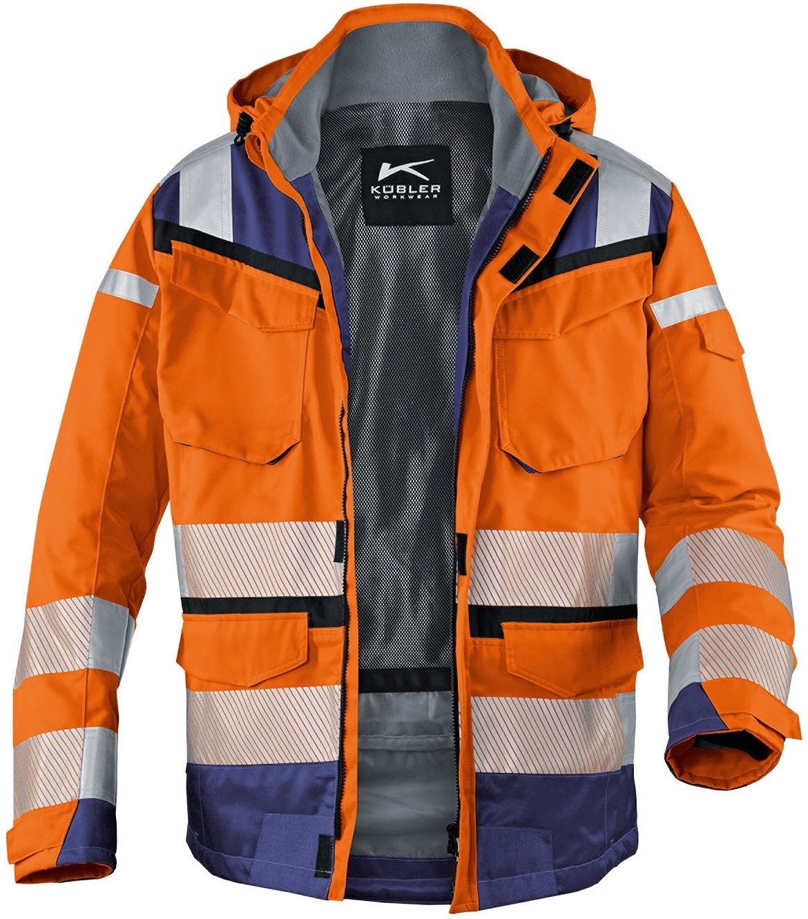 KÜBLER-Warnschutz, Wetter-Warn-Jacke, REFLECTIQ, warnorange / dunkelblau