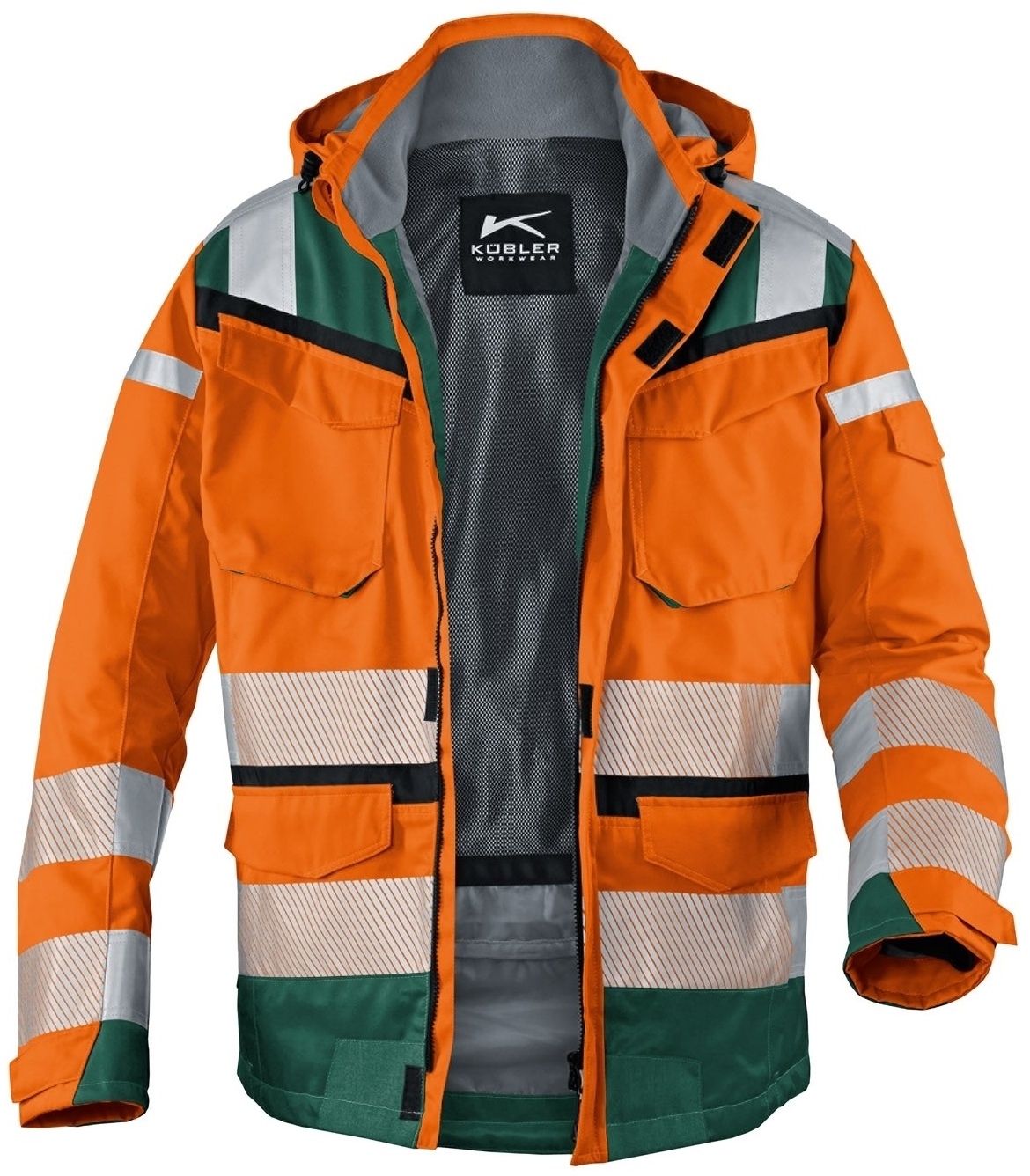 KÜBLER-Warnschutz, Wetter-Warn-Jacke, REFLECTIQ, warnorange / moosgrün