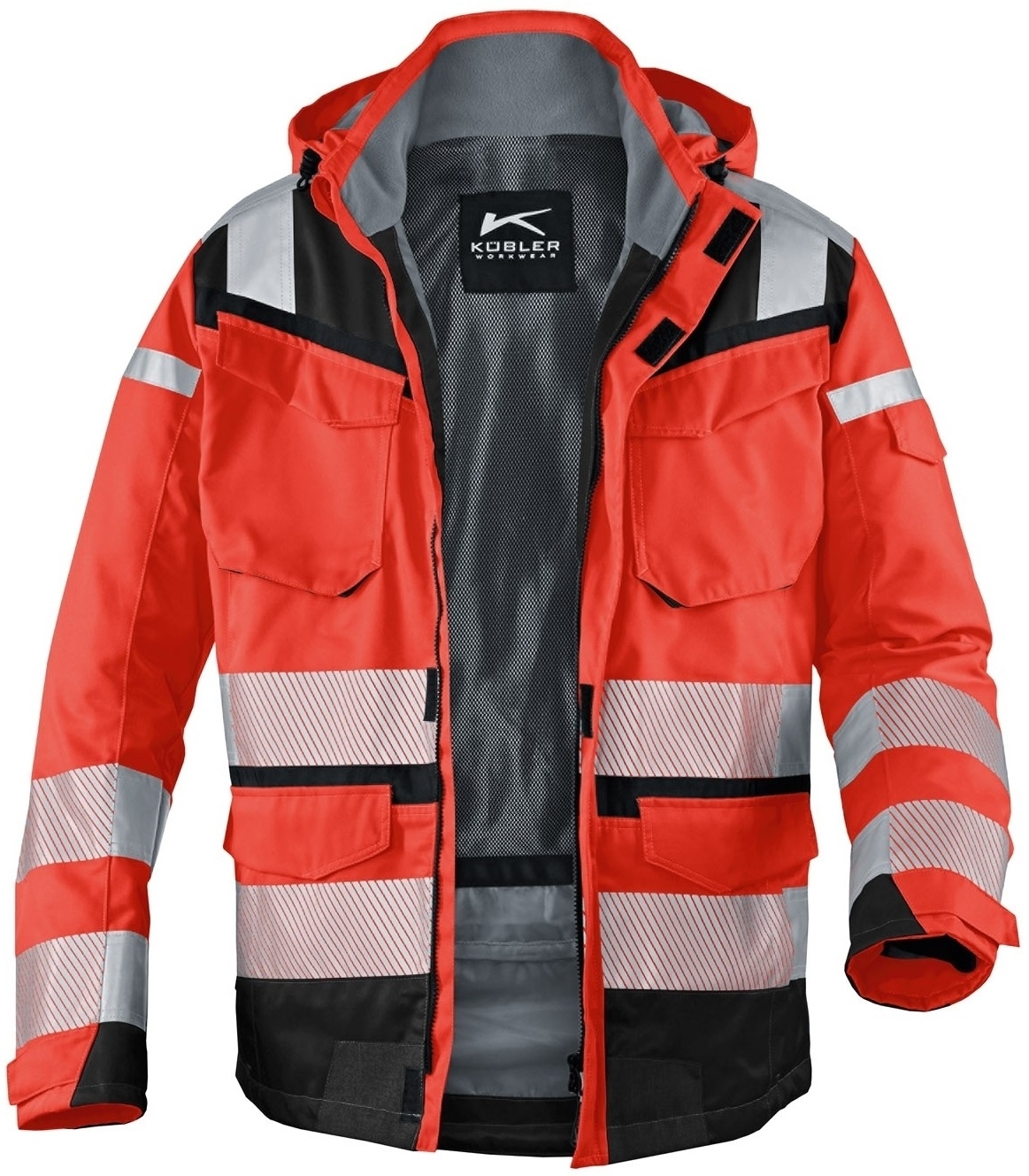 KÜBLER-Warnschutz, Wetter-Warn-Jacke, REFLECTIQ, warnrot / schwarz
