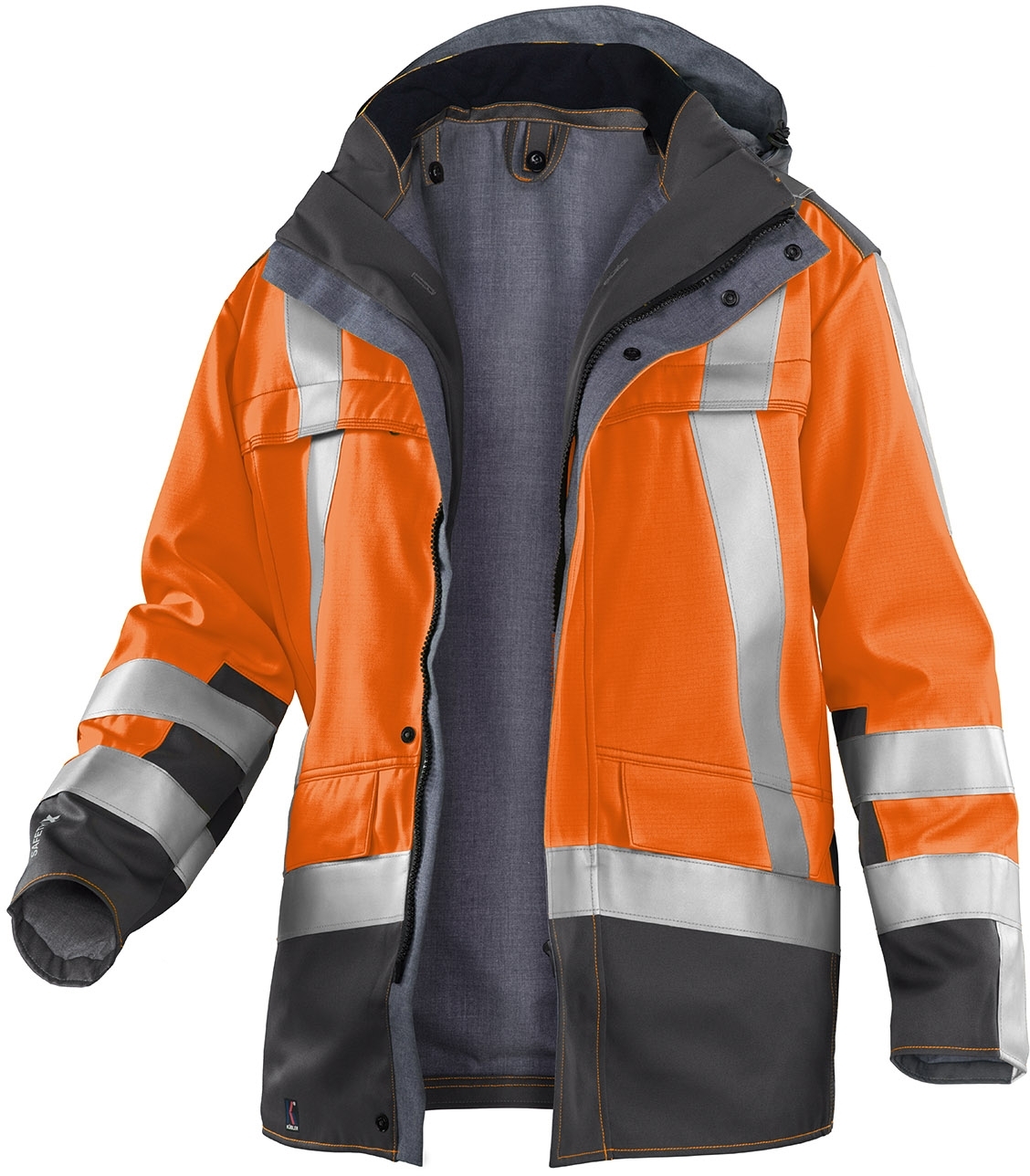 KÜBLER-Warnschutz, PSA-Safety-X8-Warn-Parka, ca. 320g/m², warnorange/anthrazit