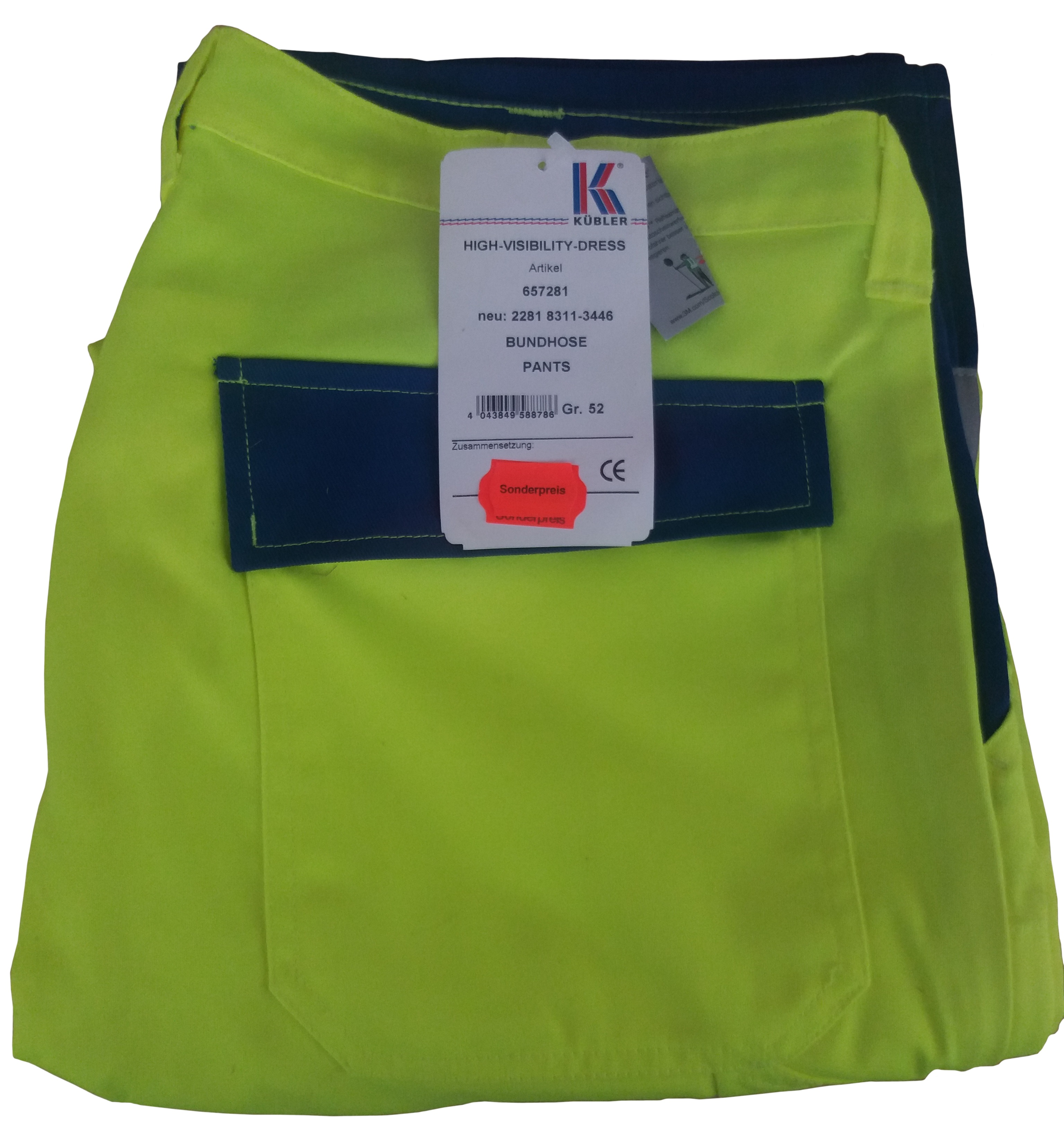 KÜBLER Warnschutzhose Warnschutzkleidung Warnkleidung High Visibility Kleidung warngelb kornblau