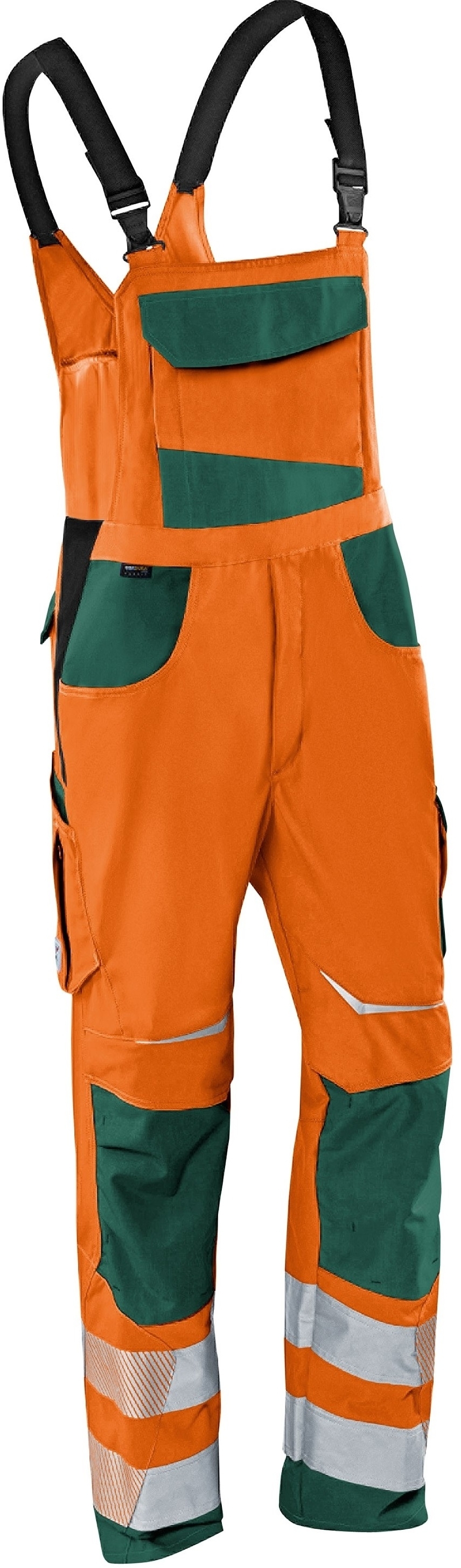 KÜBLER-Warnschutz, Warn-Latzhose, REFLECTIQ, warnorange / moosgrün