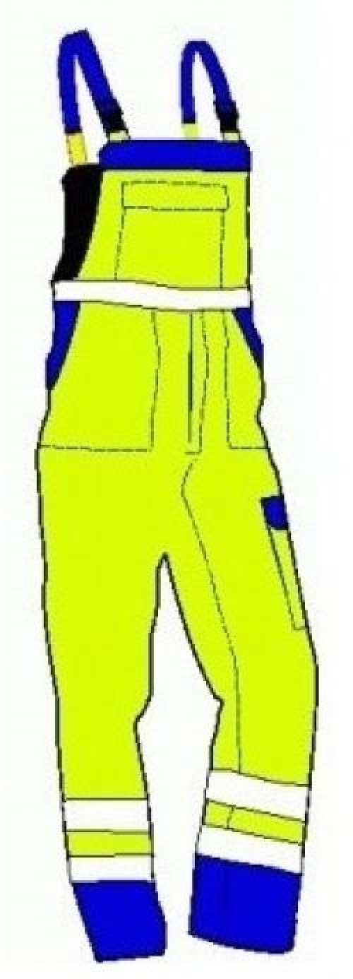 Gr.27 KÜBLER Warnschutzlatzhose Arbeitslatzhose Warnkleidung High Visibility Dress warngelb kornblau