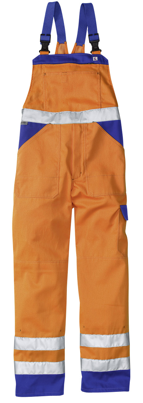 KÜBLER Warnschutzlatzhose Arbeitslatzhose  Warnkleidung Warnschutz High Visibility Dress warnorange kornblau