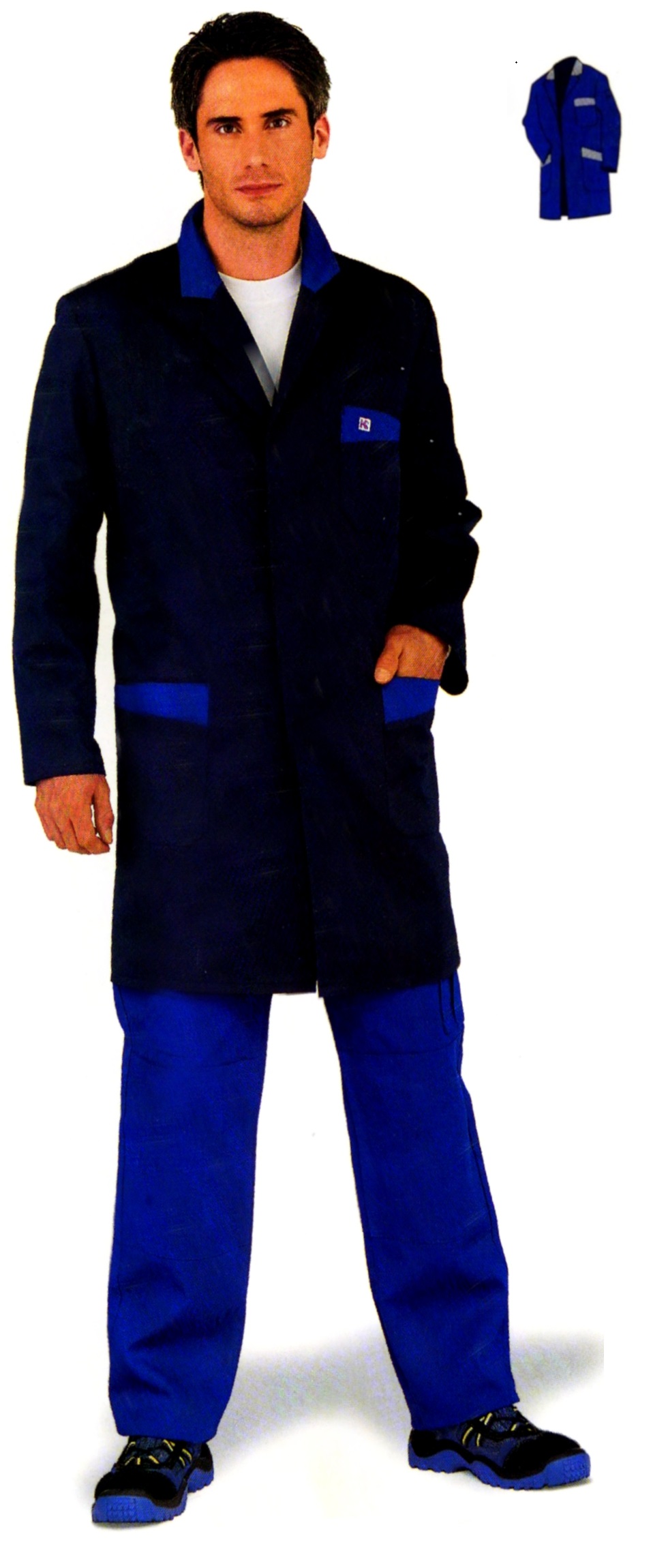 KÜBLER Berufsmantel Berufskittel Arbeitsmantel Arbeitskittel Image Dress mit Kontrastteilen kornblau hellgrau