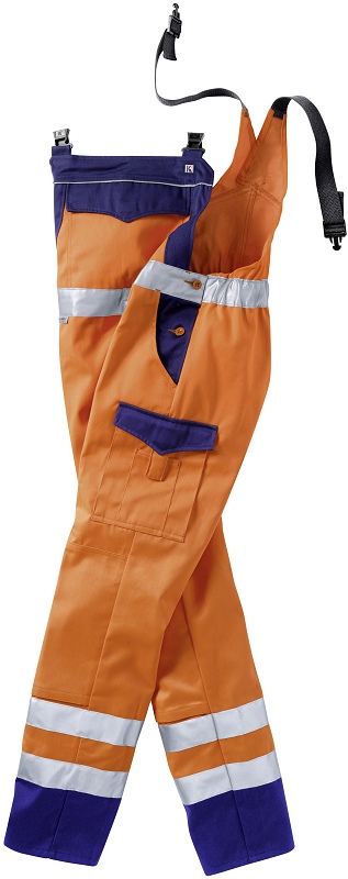 KÜBLER PSA High Vis Image Warnschutzlatzhose Arbeitslatzhose Warnkleidung Warnhose mit Reflexstreifen warnorange marine ca 270 g