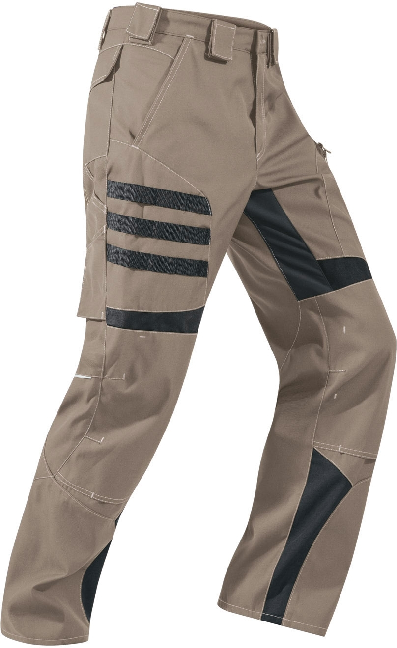 Gr.52 KÜBLER Make-Move-Arbeits-Berufs-Bund-Hose, beige/schwarz