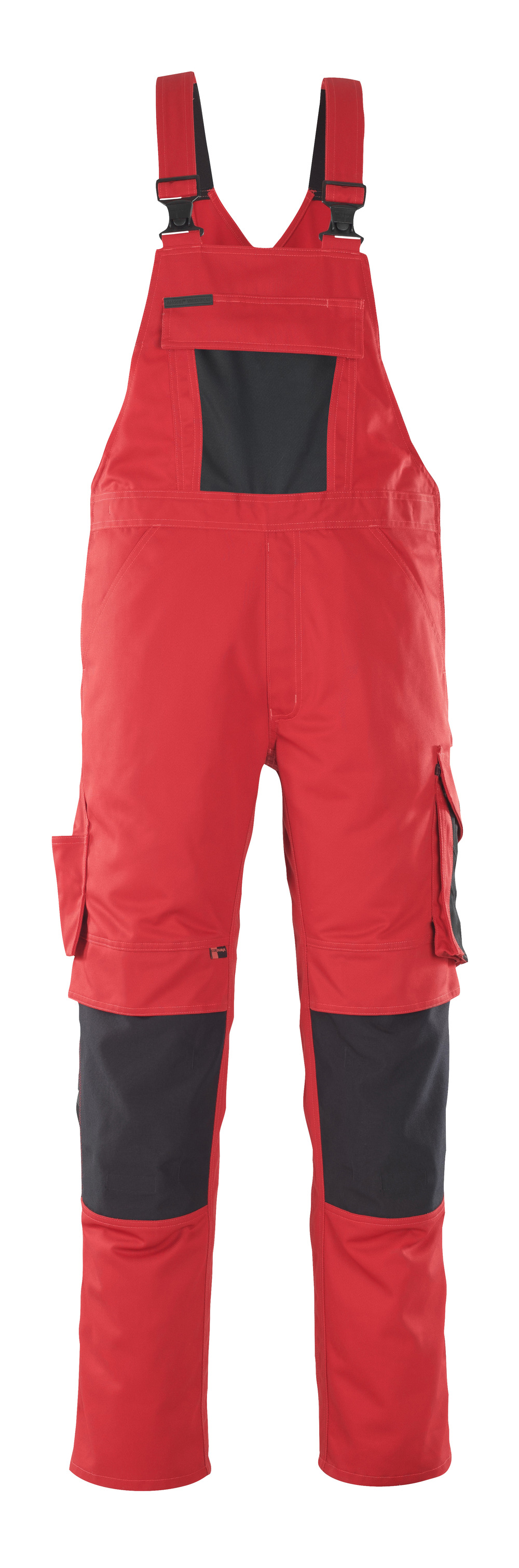 Gr.56 MASCOT-Workwear, Arbeits-Berufs-Latz-Hose, Leipzig, UNIQUE, 82 cm, 340 g/m², rot/schwarz