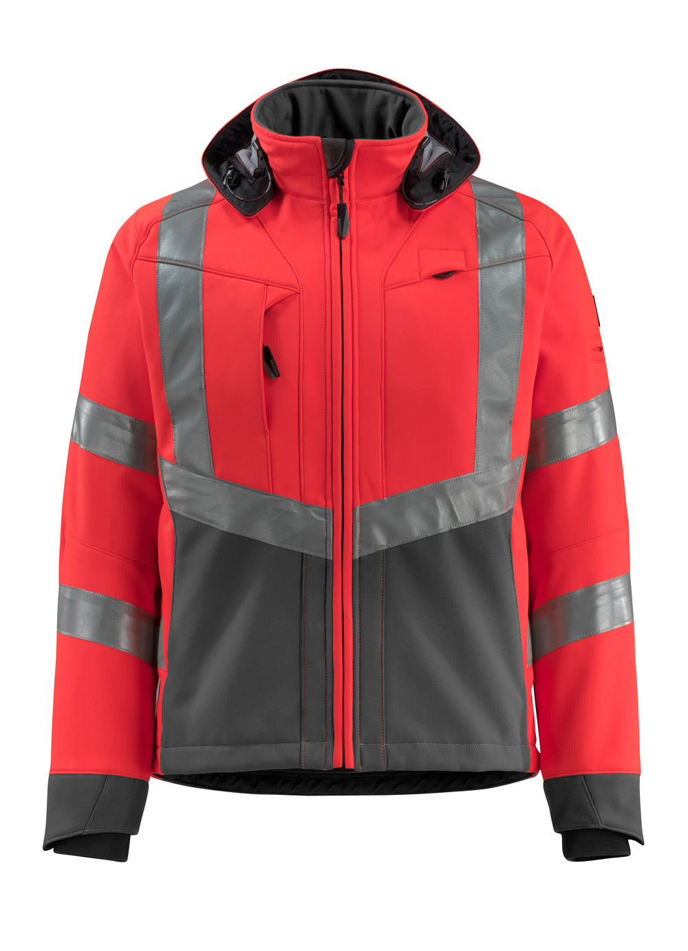 MASCOT-Warnschutz, Warn-Soft Shell Jacke, Blackpool,  360 g/m², rot/dunkelanthrazit