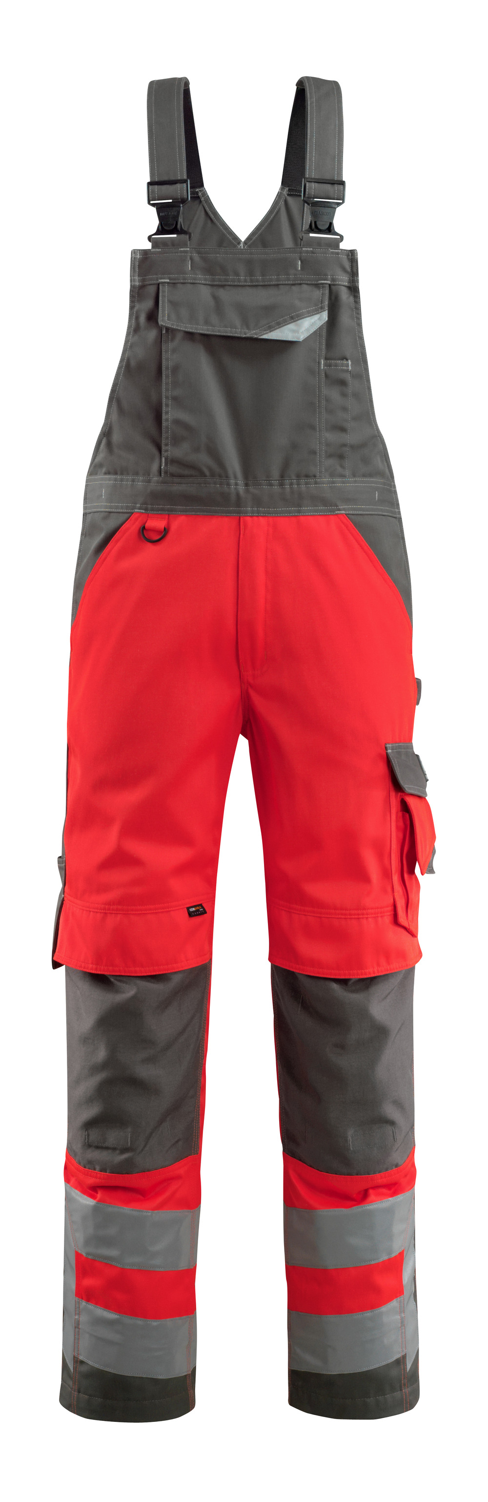 MASCOT-Warnschutz, Warn-Latzhose, Newcastle, 290 g/m², rot/dunkelanthrazit