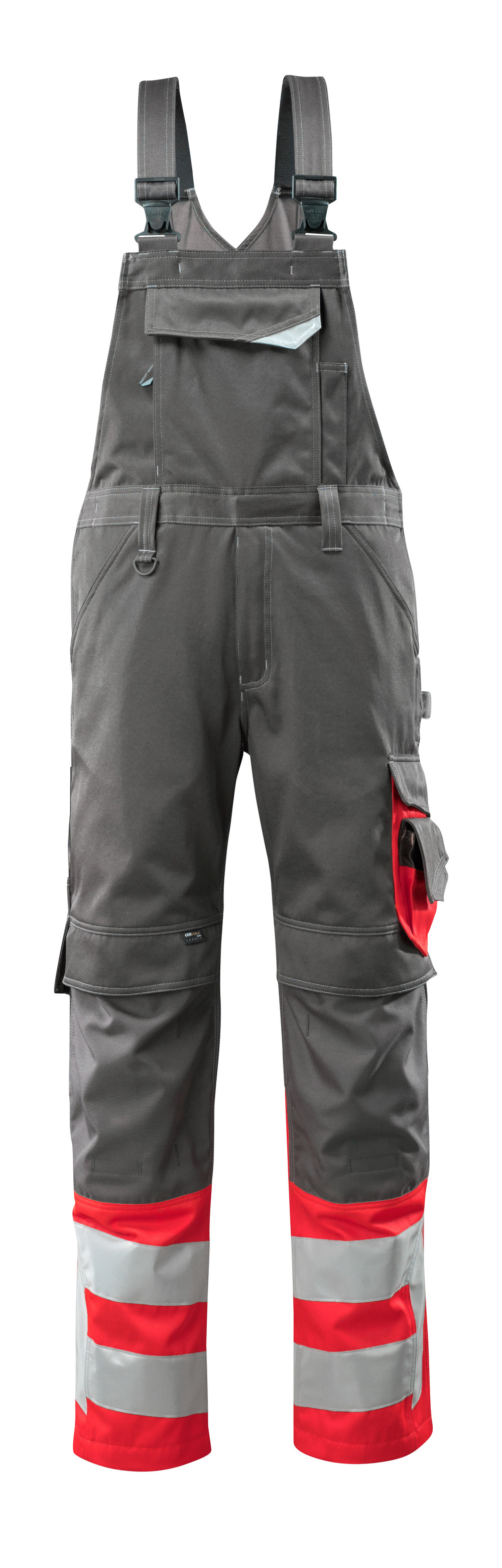 MASCOT-Warnschutz, Warn-Latzhose, Sunderland,  76 cm, 290 g/m², dunkelanthrazit/rot