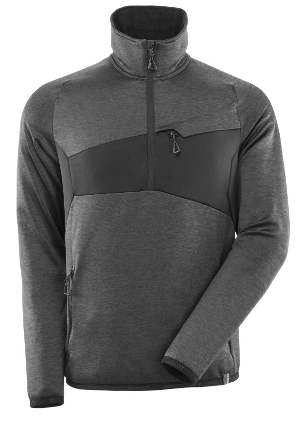 MASCOT-Kälteschutz, Fleecepullover mit kurzem Reißverschluss, 260 g/m², dunkelanthrazit/schwarz