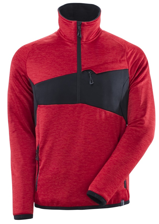 MASCOT-Kälteschutz, Fleecepullover mit kurzem Reißverschluss, 260 g/m², verkehrsrot/schwarz