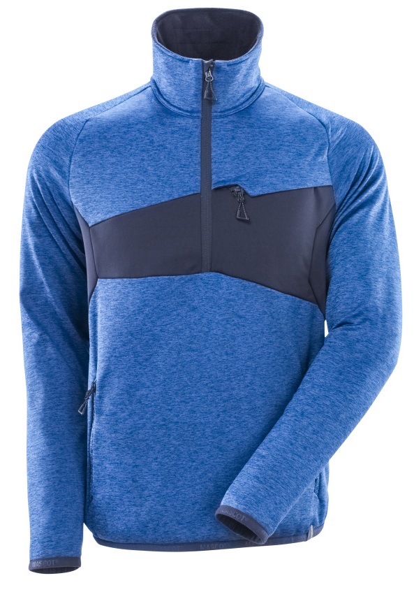 MASCOT-Kälteschutz, Fleecepullover mit kurzem Reißverschluss, 260 g/m², azurblau/schwarzblau