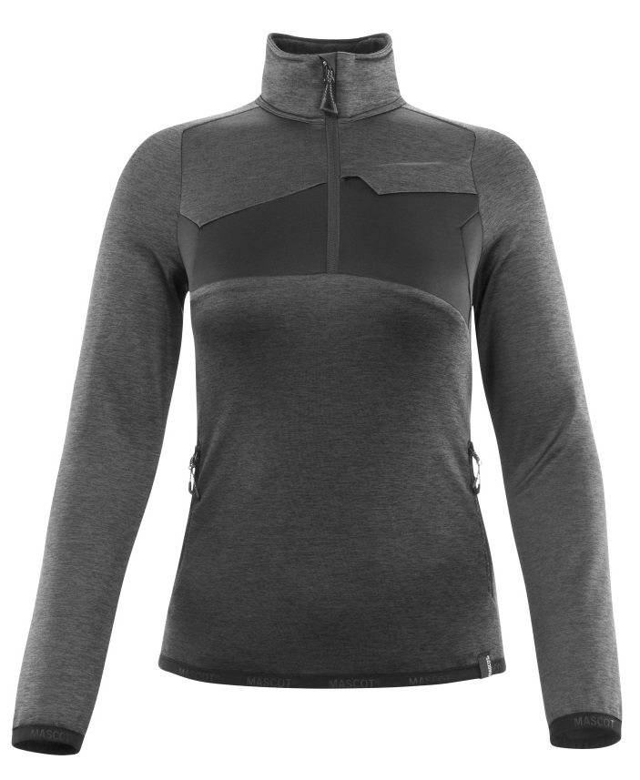 MASCOT-Kälteschutz, Damen-Fleecepullover mit kurzem Reißverschluss, 260 g/m², dunkelanthrazit/schwarz