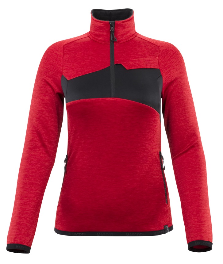 MASCOT-Kälteschutz, Damen-Fleecepullover mit kurzem Reißverschluss, 260 g/m², verkehrsrot/schwarz